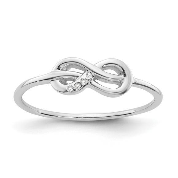 925 Sterling Silver Rhodium-plated Diamond Infinity Ring - Picture 1 of 9
